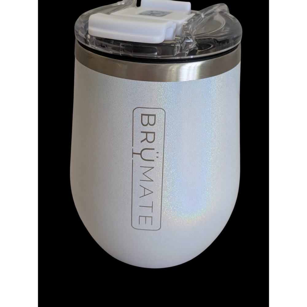 Brumate UnCork'd 14oz Vacuum Insulated Wine Tumbler Glitter White Holographic - Picture 7 of 9